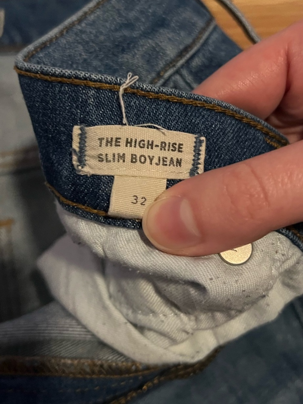 Madewell High-Rise Distressed Dark Blue Jeans - Picture 3 of 4